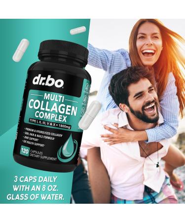 Multi Collagen Peptides for Women & Men - Type I II III V & X Multi Collagen for Women & Men Complex Capsules Hydrolyzed Peptides Pills Supplements for Skin Hair & Nails - 120 Protein Capsules - Buy Online on GoSupps.com