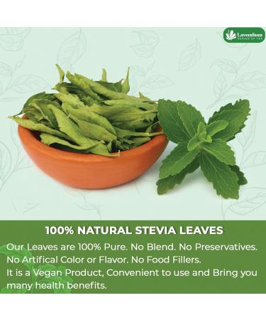 Lavendium 300+ Natural Stevia Leaves Whole Dried Leaves 100% Pure Stevia Dried Leaves Stevia Leaf Tea Zero Calorie Sweetener No Additives No Caffeine Vegan - Buy Online on GoSupps.com