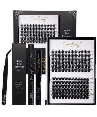 Premium Eyelash Extension Kit - 156 Pcs Mixed Cluster Lashes Tweezers Waterproof Bond & Seal Glue Lash Remover Perfect for Stunning False Eyelashes - Buy Online on GoSupps.com