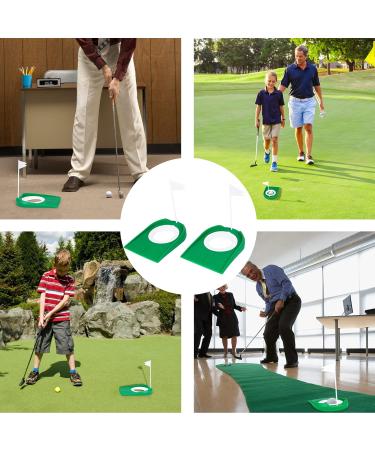 Eaezerav 2 Pack Golf Putting Cup with Flag - Indoor Outdoor Golf Hole Training Aids - Perfect for Kids, Men, Women - Home, Office, Garage, Yard - 2 Pcs Green Cup with White Flag - Buy Online on GoSupps.com