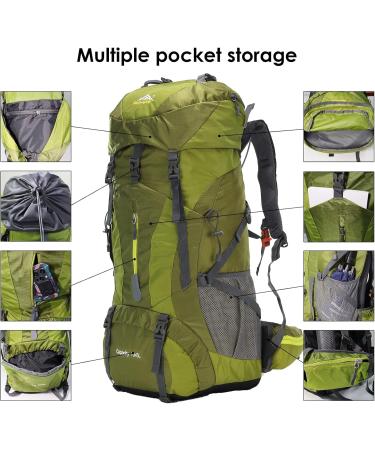 WintMing 75L Waterproof Hiking Backpack with Rain Cover - Olive Green | Men's & Women's Camping Backpack - Shoes Warehouse Included - Buy Online on GoSupps.com