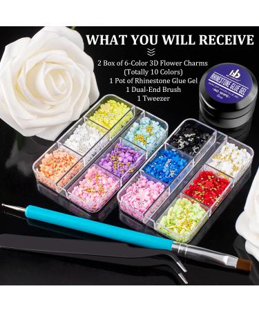 Colorful 3D Nail Art Flowers Set #5 with Caviar Beads, Rhinestones, Pearls - DIY Manicure Kit for Women & Girls - Buy Online on GoSupps.com