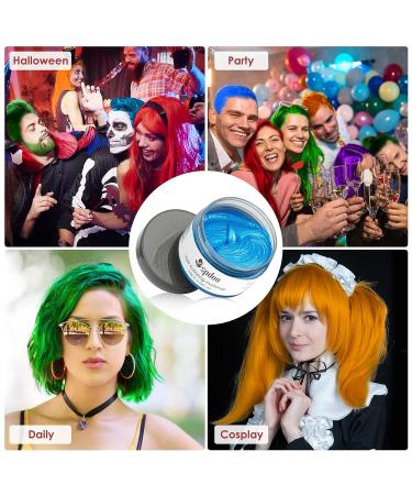 6 Colors Temporary Hair Color Wax for Men Women Kids - Non Permanent Hair Dye for Daily Party, Cosplay, Halloween - Blue, Gray, Green, Gold, Purple, Pink - Buy Online on GoSupps.com