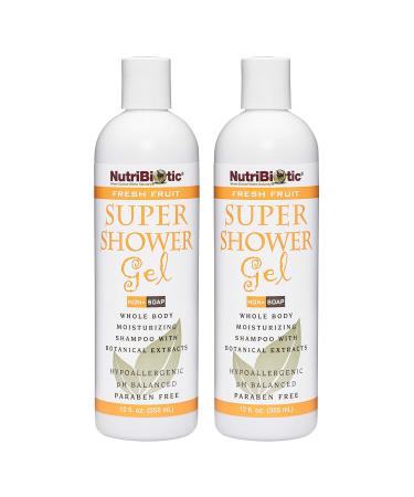 NutriBiotic Fresh Fruit Super Shower Gel 12 Oz Twin Pack | Whole Body Moisturizing Shampoo with GSE & Botanical Extracts | pH Balanced & Free of Gluten Parabens Sulfates Dyes & Colorings - Buy Online on GoSupps.com