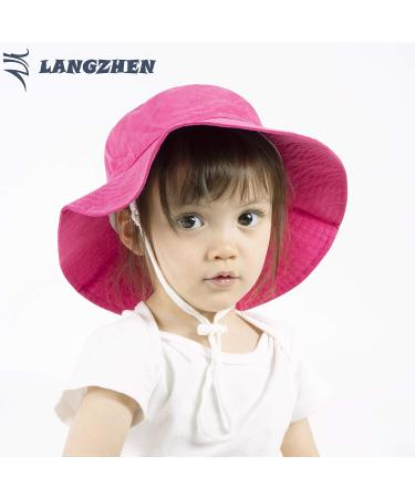 LANGZHEN Baby Girls Sun Protection Hat, Wide Brim Toddler Kids Summer Play Hat - Rose, 2-4 Years - Buy Online on GoSupps.com