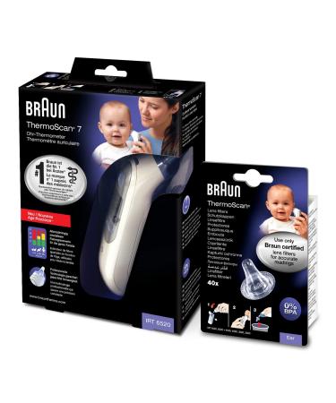 Braun IRT6520 Thermo Scan 7 Infrared Old thermometer + brown replacement protective cap for brown thermoscan thermometers 40 pieces ear thermometer + replacement protective caps