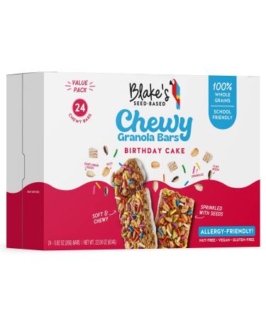 Blakes Seed Based Chewy Granola Bars  Birthday Cake (24 Count), Vegan, Gluten Free, Nut Free & Dairy Free, Healthy Snacks for Kids or Adults, School Safe, Low Calorie Soy Free Snack Birthday Cake 24 Count