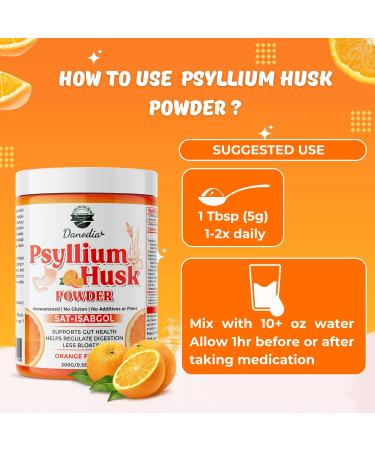 Danodia Foods Organic Psyllium Husk Powder Mild Orange Flavor, 200g (8.8oz) | Sat-Isabgol with 5 Added Herbs | Unsweetened, Gluten-Free, Natural Fiber Supplement for Digestive Health - Buy Online on GoSupps.com