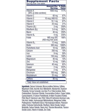 One A Day Energy Multivitamin Supplement - 50 Count Tablets with Vitamin A, C, D, E, Zinc for Immune Health Support and Caffeine, Biotin, B6, B12 for Energy Boost - Buy Online on GoSupps.com