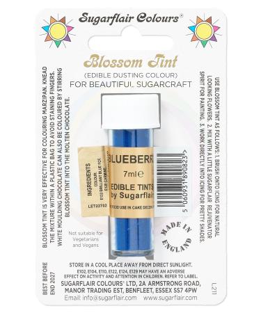 Sugarflair Blueberry Blossom Tint Food Colouring and Dusting Powder Matt Finish Brush On or Mix with Rejuvenator Spirit to Create a One of A Kind Cake - 7ml