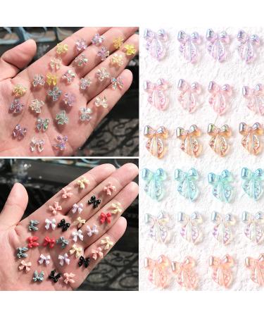 100 Pcs 3D Colorful Aurora Bow Nail Art Resin Rhinestone Charms - Nail Glitter & Accessories - Buy Online on GoSupps.com