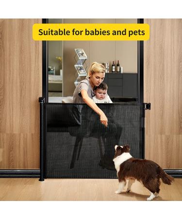 Retractable Baby Gate Mesh Baby Gate or Mesh Dog Gate 33" Tall Extends up to 55" Wide Child Safety Gate for Doorways  Stairs  Hallways  Indoor/Outdoor(33x55 Inch  Black) 33x55 Inch Black - Buy Online on GoSupps.com