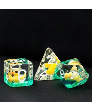 Cusdie Animal-filled 7-Die Polyhedral Dice Set for DND, RPG, MTG - Yellow Duck - Buy Online on GoSupps.com