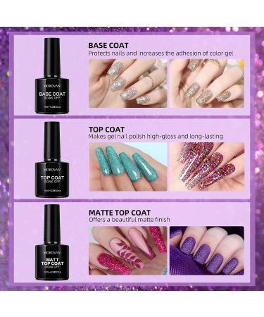Morovan Gel Nail Polish Kit with UV Light - 6PCS Glitter Set for DIY Nail Art | Base, Top Coat & Remover Included - Buy Online on GoSupps.com