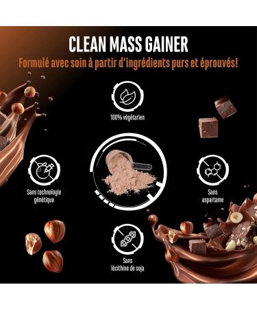 Clean Weight Gainer - 3 kg - Avec Glucides Complexes et Prot ines - Id al pour la Phase de Prise de Masse - Poudre pour la Prise de Masse et de Poids - V g tarien - Saveur Hazelnut Nougat Hazelnut Nougat 3 kg - Buy Online on GoSupps.com