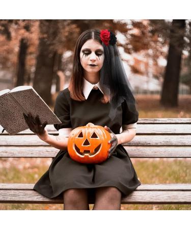 DEARMAMY Halloween Veil Black Rose Veil Wedding Veil Short for Women Girls Hair Decoration Headband Headwear Costume - Buy Online on GoSupps.com