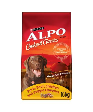 Alpo Cookout Classics Dry Dog Food Pork Beef Chicken & Veggie - 16 kg Bag