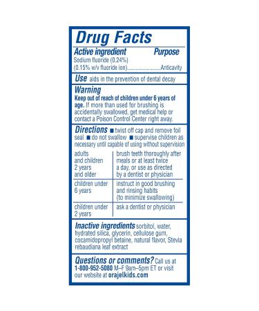 Orajel Kids Anti-Cavity Toothpaste, Natural Watermelon Flavor, 4.2 Oz Tube, 4-Pack - Buy Online on GoSupps.com