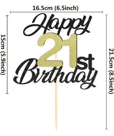 Shop Sumerk 21 Cake Attachments Gold & Black Birthday Party Decor for 21st Celebration - Buy Online on GoSupps.com