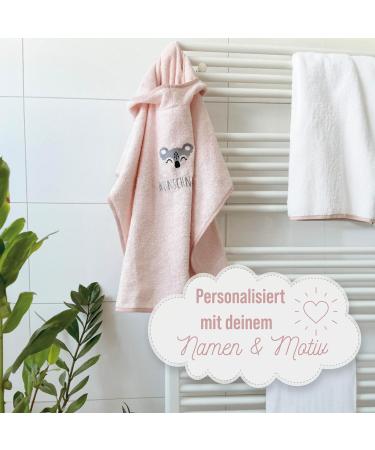 Personalized Pink Badeponcho for Kids - Oeko-Tex Cotton Hooded Towel with Embroidered Names & Motifs | My Stitchery - Buy Online on GoSupps.com