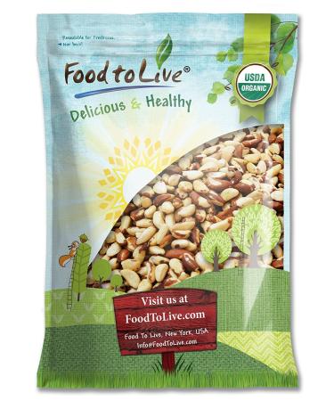 Food to Live - Organic Brazil Nuts 8 Pounds Non-GMO Raw Whole No Shell Unsalted Kosher Vegan Keto Paleo Friendly Bulk Good Source of Selenium Low Sodium and Low Carb Food Trail Mix Snack Organic 8 Pound