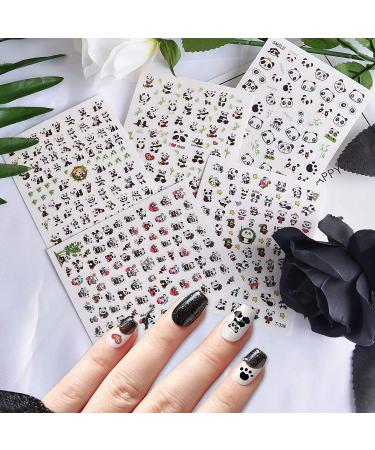 Panda Nail Art Stickers - 3D Cute Pandas with Bamboos and Flowers - Pack of 5 Sheets - for Nail Design, Manicure, DIY Decor, Kids Crafts - 3.1x3.9 Inch - Buy Online on GoSupps.com