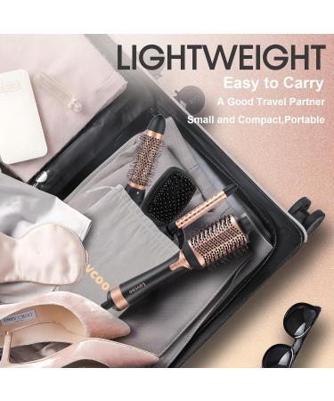 Buy 5-in-1 Blow Dryer Brush - Versatile Ceramic Titanium Hot Air Brush for Drying Straightening Curling & Voluming - Perfect for Women - Black Gold - Buy Online on GoSupps.com