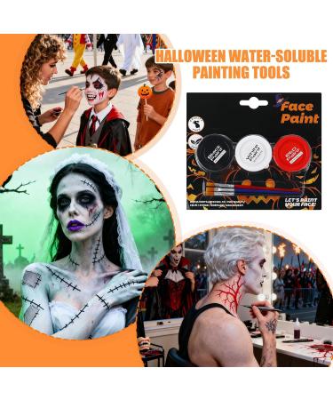 Body Paint for Skin Washable Makeup Cream | 3-Color Water-Soluble Face Makeup Kit for Adult Cosplay Costumes Sporting Events Clown Skeleton - Buy Online on GoSupps.com