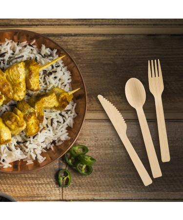 Eco-Craze Bamboo Cutlery Kit (Pack of 250) 6 Pcs Disposable Bamboo Meal Kit Includes a Fork Knife Spoon Salt Pepper Paper Napkin Compostable Bamboo Set Alternative to Plastic - Buy Online on GoSupps.com