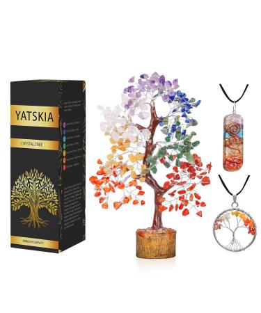 Chakra Tree - Crystal Tree of Life - Chakra Stones - Meditation Accessories - Crystals Decor - Gemstones and Crystals - Stones and Crystals - Spiritual Gifts for Women - Bonsai Tree - Home Decor Seven Chakra (Silver Wire)