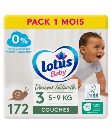 Lotus Baby Natural Softness Nappies Size 3 (5-9 kg) Pack 1 Month - 172 Nappies