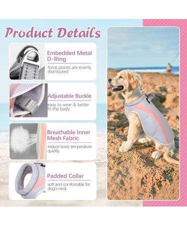 Kuoser Cool Vest for Dogs | Adjustable Reflective Cooling Vest for Summer | XXL Gray & Pink - Perfect for Hiking & Outdoor Activities - Buy Online on GoSupps.com