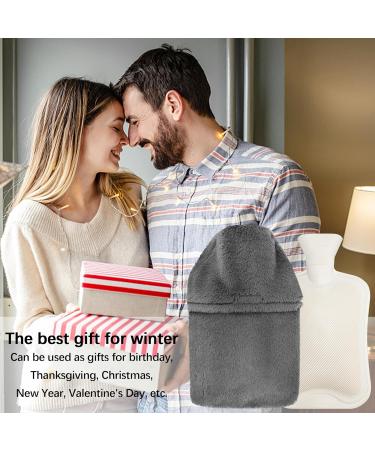 2L Large Hot Water Bottle with Soft Fleece Cover and Hand Pocket - Grey, for Pain Relief and Comfort - Buy Online on GoSupps.com