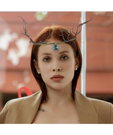 Beavorty Hair Accessory Fairy Antler Crown Elf Flower Headpiece Leaf Tiara Circlet Forest Headband Tree Branches Headdress for Renaissance Halloween Cosplay Festival Accessory - Buy Online on GoSupps.com