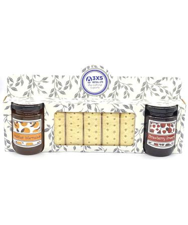 Shortbread Biscuit - Breakfast Marmalade and Strawberry Preserve Jam or Lemon Curd and Strawberry Perserve Selection Gift Set (Strawberry Preserve & Breakfast Marmalade)