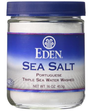 Eden Sea Salt, Hand Harvested Portuguese, Triple Sea Water Washed, Fine Grind, Glass Bottle, 16 oz - Buy Online on GoSupps.com