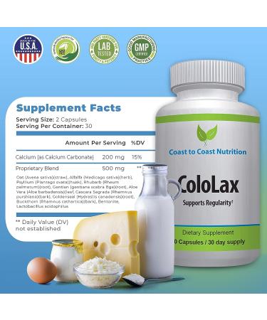 ColoLax Gentle Constipation Relief for Adults - Stool Softener & Colon Cleanse - 60 Capsules - Buy Online on GoSupps.com