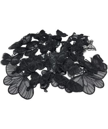 30 Pcs Butterfly Lace Embroidered Appliques Sew On Patches - Black Wedding Dress Clothes Hair Accessories DIY - Buy Online on GoSupps.com