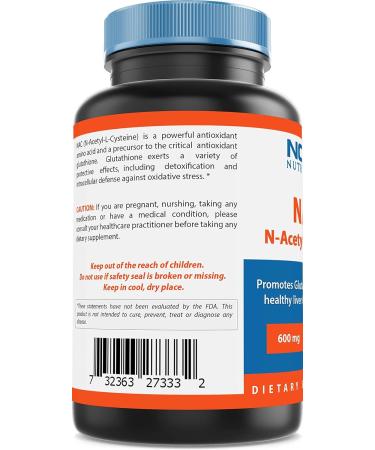 Nova Nutritions N-Acetyl L-Cysteine (NAC) 600mg - 250 Capsules | Non-GMO & Gluten Free - Buy Online on GoSupps.com