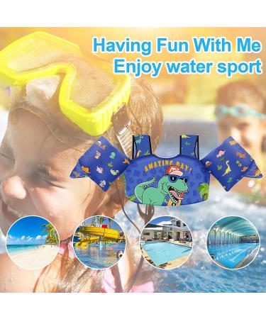 Chriffer Kids Swim Vest Life Jacket for 22-66lbs Toddler | Shoulder Harness Arm Wings | Boy/Girl Floaties for 2-7 Years | Baby B-Big Dinosaur - Buy Online on GoSupps.com
