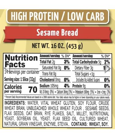 Chompies Sesame High Protein/Low Carb Bread - Kosher, Reduced Sugar, Diabetic & Keto Friendly - 9g Protein, 3g Fiber - (2) 16 oz Loaves, 1 lb each - Pack of 2 - Buy Online on GoSupps.com
