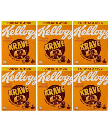 Kellogg's Krave Choco Nut Mixed Cereal with Chocolate Filling with Hazelnut Flavour and Vitamin Additive 410g Pack of 6