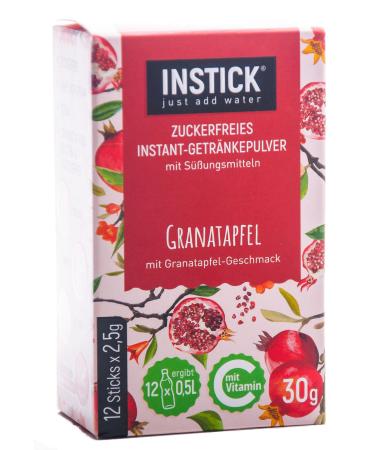 Intick |Sugar -free instant drink - pomegranate |1 pack for 12 x 0.5-1 l |Vegan low in calories with vitamin C flavored instant beverage powder taste for water