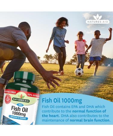 Natures Aid Fish Oil 1000mg | Omega 3 (180mg EPA & 120mg DHA) | 120 Softgels | Made in the UK | 120 Count (Pack of 1) - Buy Online on GoSupps.com