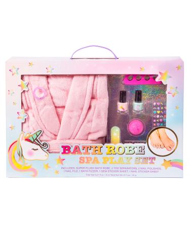 So Magical Bath Set - Shower and Spa Kit for Teens and Girls - Includes Super Plush Bath Robe 2 Toe Separators 2 Nail Sticker Sheets & 2 Nail Polishes Bath Robe Spa Set