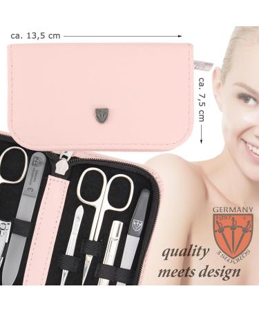 3 Swords Germany - brand quality 8 piece manicure pedicure grooming kit set in light pink fashion leather case in gift box - Made by 3 Swords LIGHT PINK - SYNTHETIC LEATHER - Buy Online on GoSupps.com