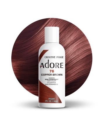 Adore Semi Permanent Hair Color - Vegan and Cruelty-Free Hair Dye - 4 Fl Oz - 076 Copper Brown (Pack of 1) 076 Copper Brown 4 Fl Oz (Pack of 1)