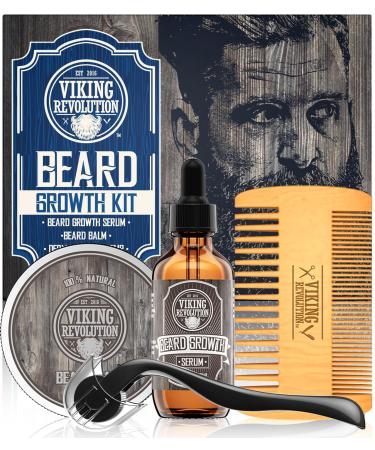 Beard Growth Kit for Men, Beard Growing Kit & Mustache Growth Kit, Beard Roller Kit - Includes Beard Growth Oil Balm, Derma Roller Accessory, Beard Growth Serum & Wooden Double Sided Comb - Buy Online on GoSupps.com