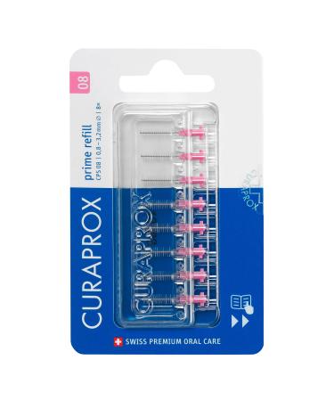 Curaprox interdental brushcs 08 prime refill 8 pieces pink 0.8 mm diameter 3.2 mm effectiveness refill pack without holder pink 8 pieces (1 Pack)