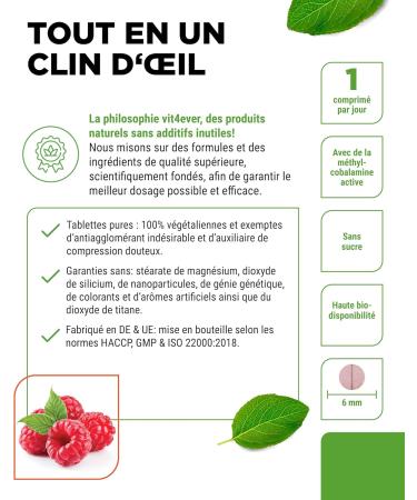 Vitamin B12 Vegan - 365 sucking tablets with raspberry taste - Premium: Methylcobalamin active - High dosed - Buy Online on GoSupps.com